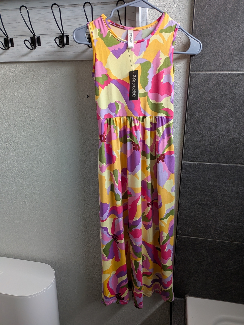 24seven Girls' Yellow Floral Maxi Skirted Dress